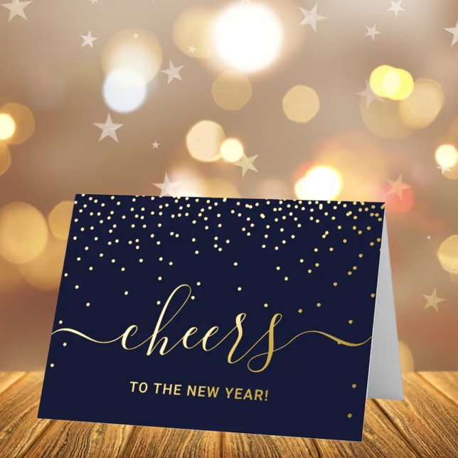 Cheers To The New Year! Trendy Typography Photo Foil Holiday Card (Creator Uploaded)