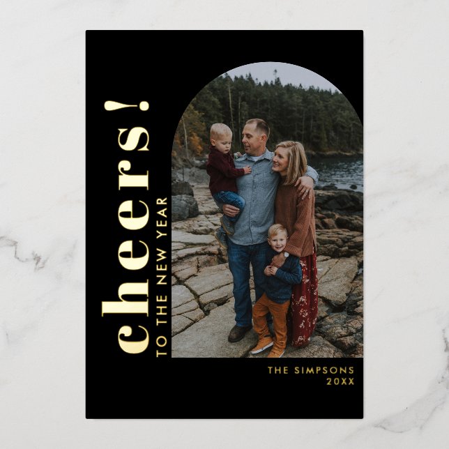 Cheers to the New Year Typographic Arch Photo  (Front)