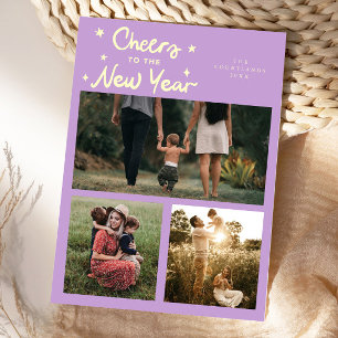 Cheers To The New Year Wisteria Multi Photo Holiday Card