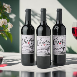 Cheers To The Wedding Sparkling Wine Glasses Wood  Wine Label