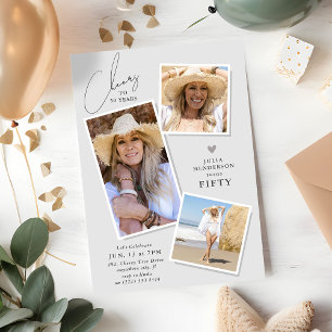 Cheers to the Years' 3 Picture Birthday Party  Invitation