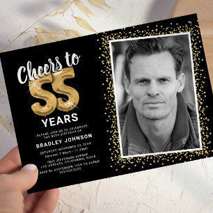 Cheers to The Years 55th Birthday Photo Invitation