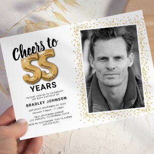 Cheers to The Years 55th Birthday Photo Invitation