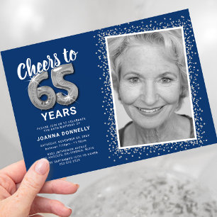 Cheers to The Years 65th Birthday Photo Invitation