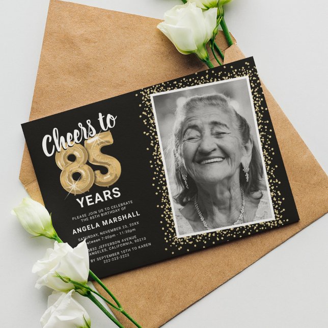 Cheers to The Years 85th Birthday Photo Invitation (Creator Uploaded)