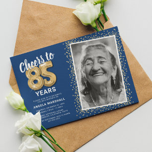 Cheers to The Years 85th Birthday Photo Invitation