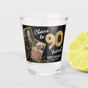 Cheers to the Years 90th Birthday 2 Photo Shot Glass
