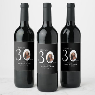 Cheers to Thirty Minimal Photo 30th Birthday Wine Label