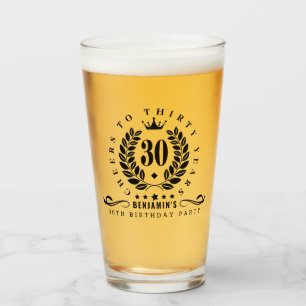 Cheers To Thirty Years Personalised 30th Birthday Glass