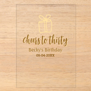 Cheers to thirty yellow brown birthday pastel gift acrylic invitations