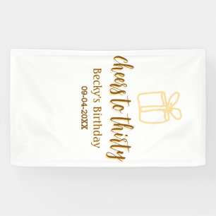Cheers to thirty yellow brown birthday pastel gift banner