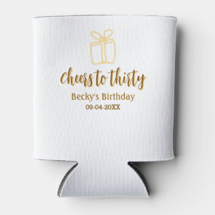 Cheers to thirty yellow brown birthday pastel gift can cooler