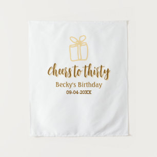 Cheers to thirty yellow brown birthday pastel gift tapestry