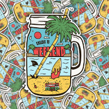 Cheers to Weekends Funny Camping | Die-Cut Sticker