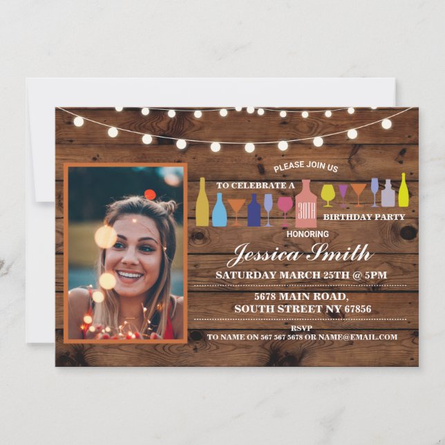 Cheers To Years Any Age Birthday Party Bar Drinks Invitation (Front)