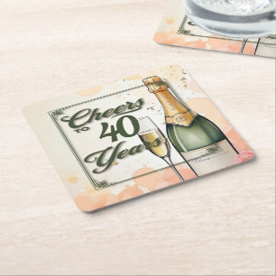Cheers to Years Party Square Paper Coaster