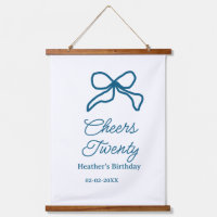Cheers twenty blue birthday bow name date boho ret