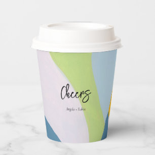 Cheers Unique colour block abstract art custom tex Paper Cups