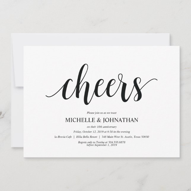 Cheers, wedding anniversary celebration invites (Front)