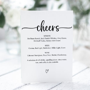 Cheers Wedding Bar Sign Menu