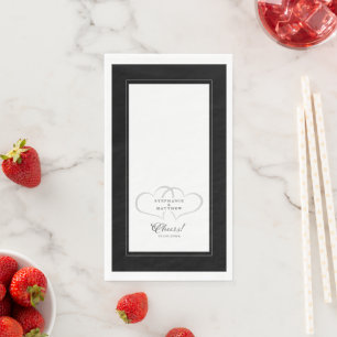 Cheers Wedding Calligraphy Black & White Dinner Napkin