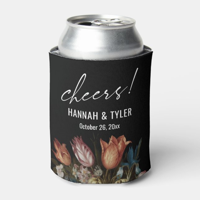 Cheers! Wedding Celebration Dutch Masters Floral Can Cooler (Can Front)