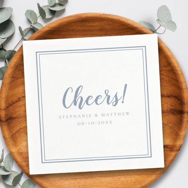 Cheers Wedding Celebrations Modern Dusty Blue Chic Napkin (Cheers Wedding Celebrations Modern Dusty Blue Chic Napkins)
