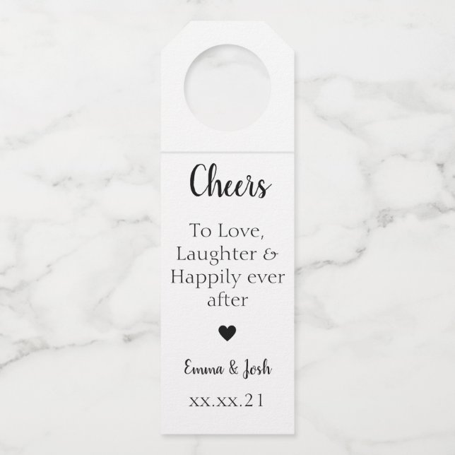 Cheers Wedding Drink Favor Bottle Tag (Front)