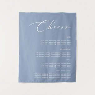 Cheers Wedding Drinks Dusty Blue Fabric Sign Tapestry