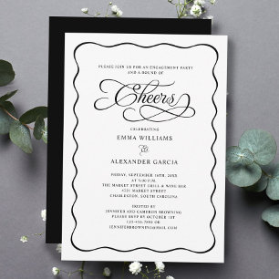 Cheers Wedding Engagement Party Wavy Frame Invitation