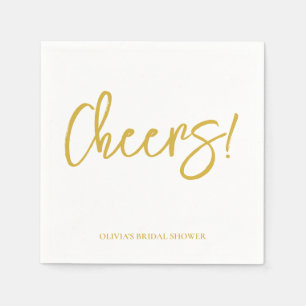 Cheers Wedding Napkins with Rustic Hand Lettering