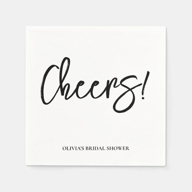 Cheers Wedding Napkins with Rustic Hand Lettering  (Front)