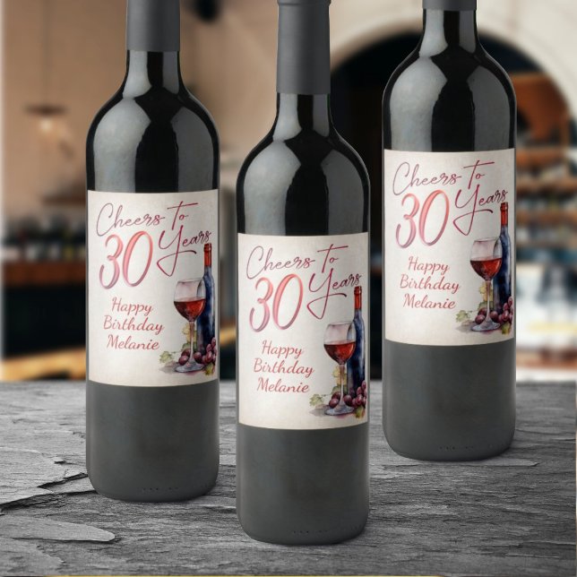 Cheers Wine 30th Birthday Wine Label (Creator Uploaded)