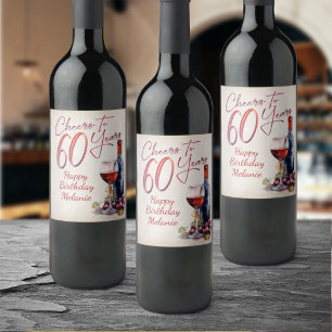 Cheers Wine 60th Birthday Label