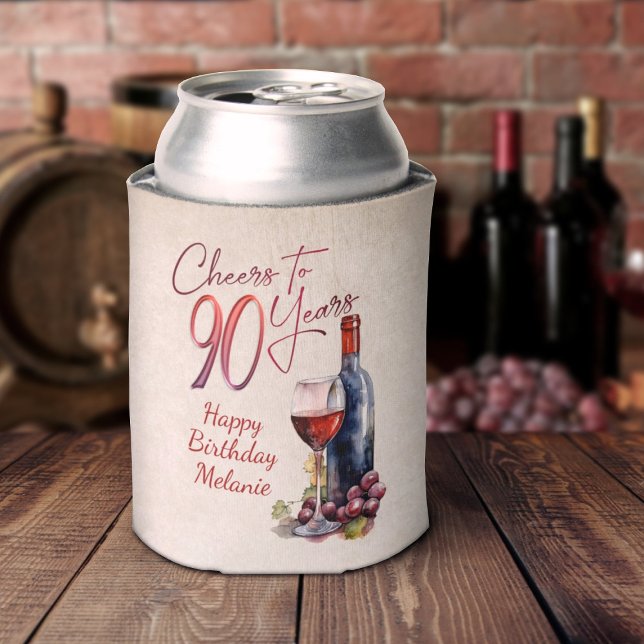 Cheers Wine 90th Birthday Can Cooler (Creator Uploaded)