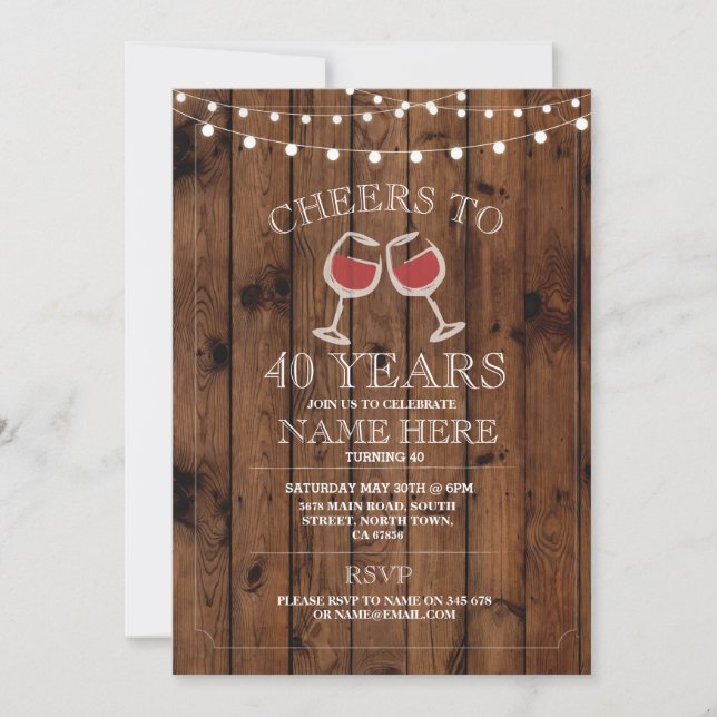Cheers Wine Tasting Wood Birthday Party Invite (Front)