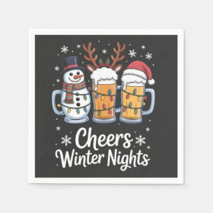 Cheers Winter Nights Beers Snowman Beer Lovers Napkin