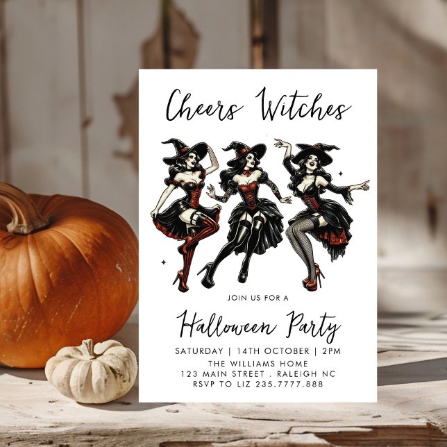 Cheers Witches Adult Halloween Party Invitation (Creator Uploaded)