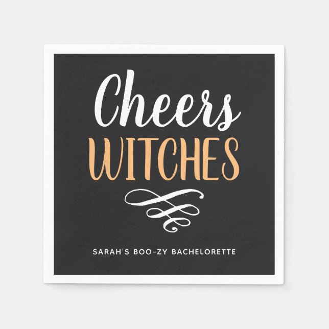 Cheers Witches Bachelorette Halloween Party Napkin (Front)