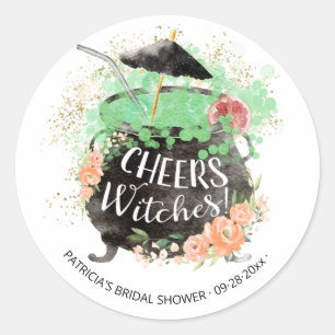 Cheers Witches Cocktail Halloween Bridal Shower Classic Round Sticker