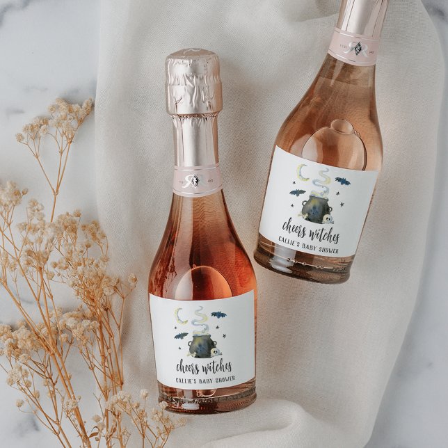 Cheers, Witches | Halloween Baby Shower Sparkling Wine Label (Creator Uploaded)