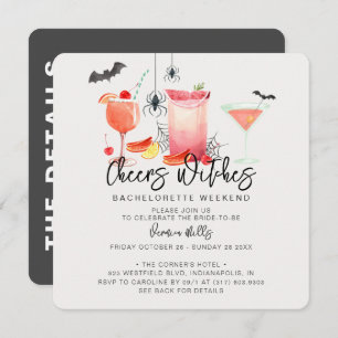 Cheers Witches Halloween Bachelorette Weekend Invitation
