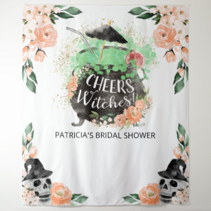 Cheers Witches Halloween Bridal Shower Backdrop Tapestry