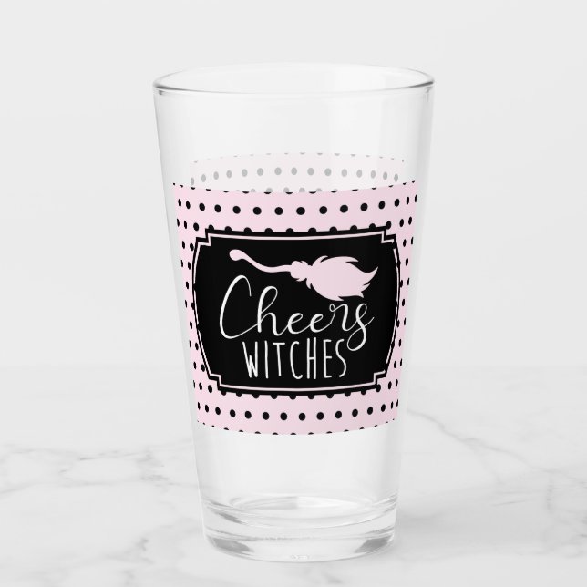 Cheers Witches Halloween Girl Birthday Glass (Front)