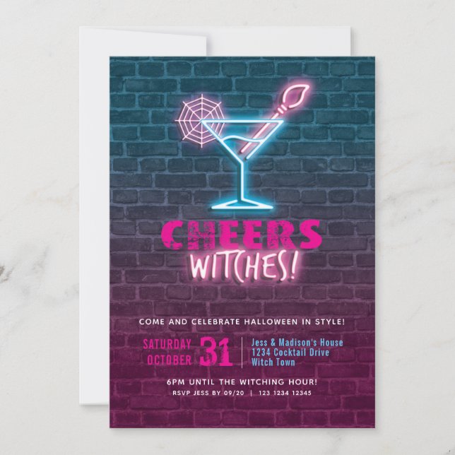 Cheers Witches Halloween Invitation (Front)