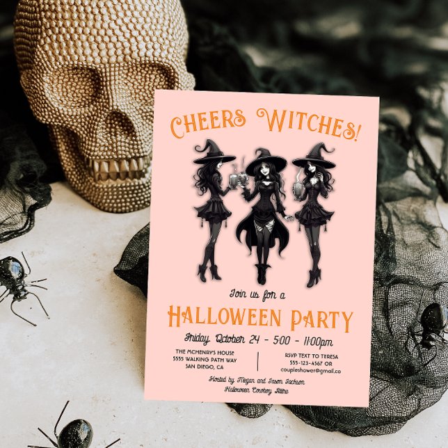 Cheers Witches Halloween Party Invitation (Creator Uploaded)