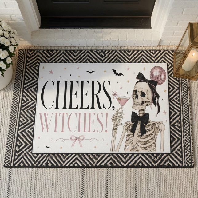 Cheers Witches Skeleton Halloween Doormat (Creator Uploaded)