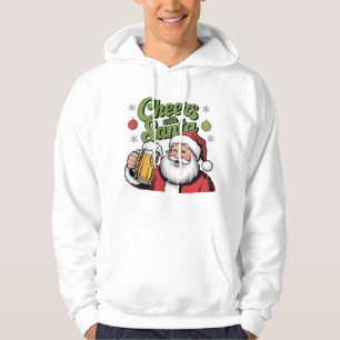 cheers with santa cute christmas design hoodie