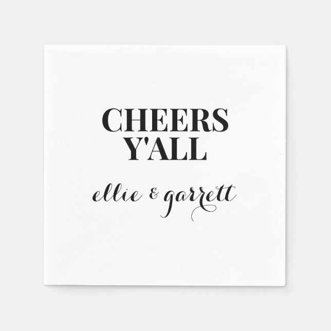 Cheers Y'all | Wedding Engagement Party Napkins (Front)