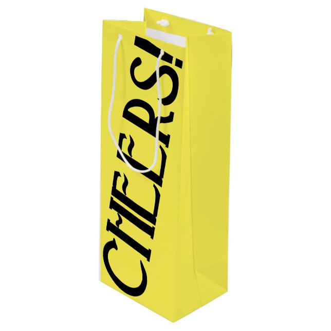 Cheers Yellow Art Deco Wine Gift Bag (Front Angled)